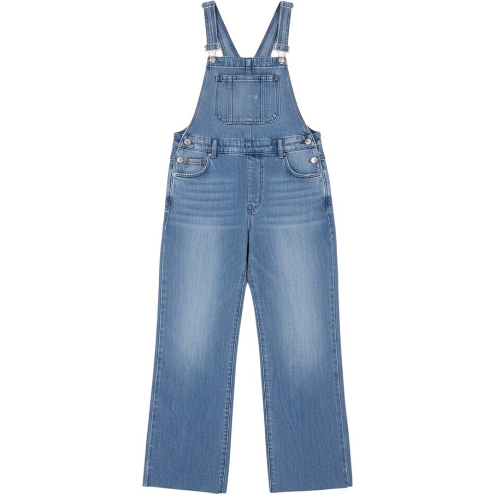 Hidden Dylan Overall Blue Medium Denim Wide Leg Raw Hem Jumpsuit Casual Boho